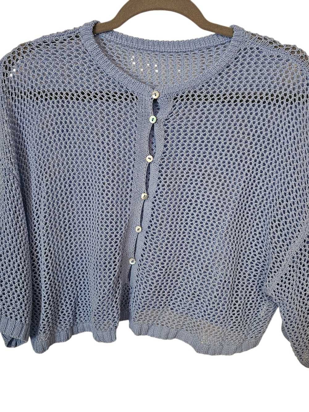 Light Blue Knit Beach Cover-Up Dress - Picture 4 of 10